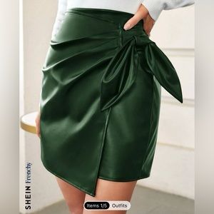 SHEIN green leather skirt